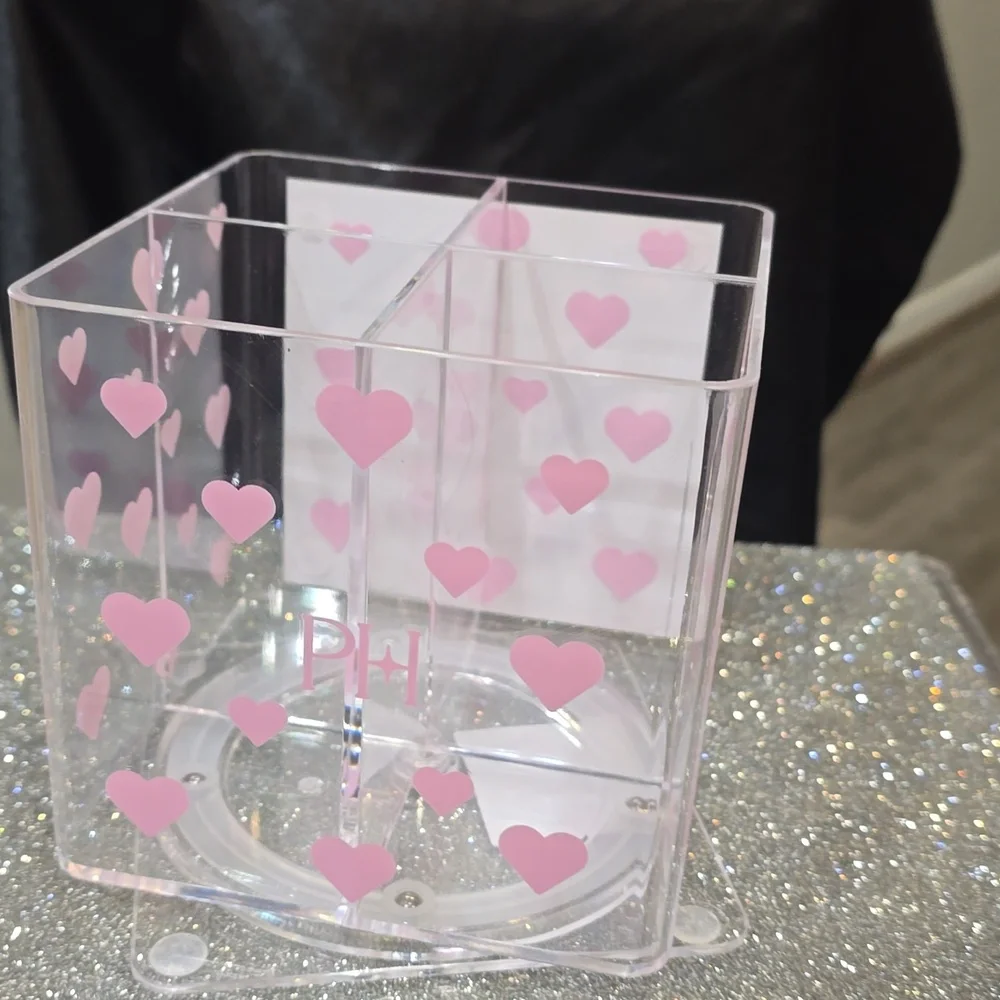 Paris Hilton Clear Pink Heart 360°‎ Rotating Acrylic Organizer